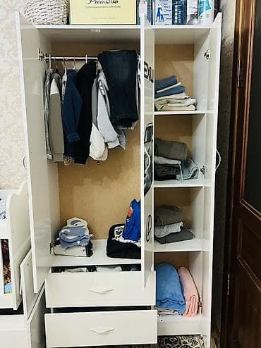 мебель спальни кровати: Детская гарнитура, Б/у, Для мальчика, МДФ, цвет - Белый, Самовывоз — 4