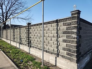 откатные вороты: Заборы из шлакоблока, Установка — 4