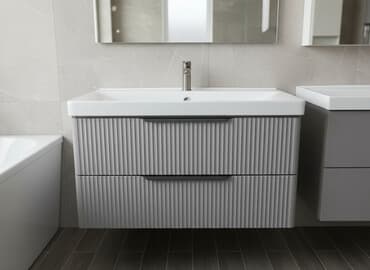 шкафы для ванной комнаты: Тумба для ванны, С раковиной, цвет - Серый — 1