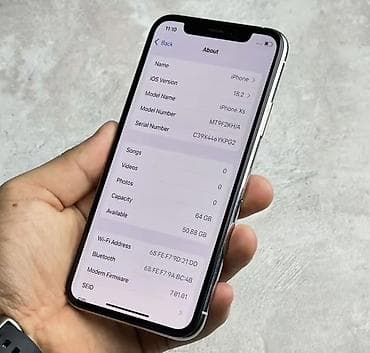 IPhone Xs, 64 ГБ, Серебристый, 100 %