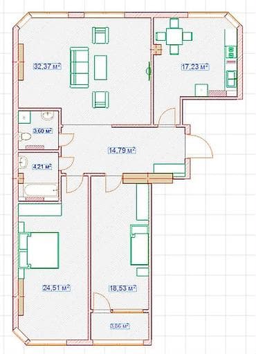 2 bedroom: Просторная 3‑комнатная квартира с отдельной гардеробной зоной и — 10