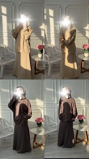 платье с капюшоном: Костюм с юбкой, Макси, Стандарт — 1