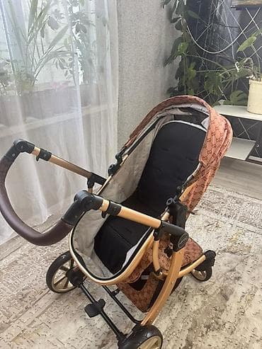 золотую: Детская коляска 2 в 1 (люлька + прогулочный блок) - Универсальная — 4