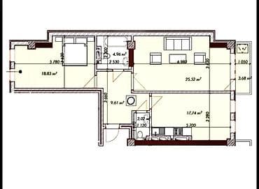 Продажа квартир: 2 комнаты, 82 м², Элитка, 10 этаж, ПСО (под самоотделку) — 1