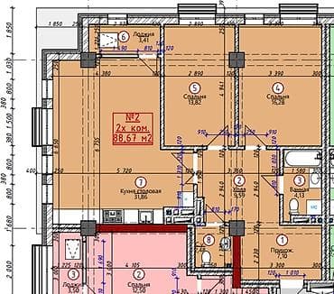 discovery studio: 3 комнаты, 88 м², ул. Горького / Панфилова Элитка, 8 этаж, ПСО (под самоотделку) — 4