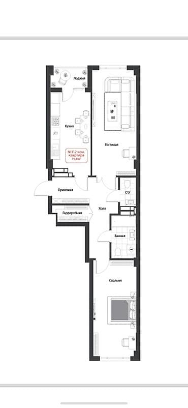 elegance stroy: 2 комнаты, 76 м², Элитка, 10 этаж, Готовая ПСО (под самоотделку) — 2