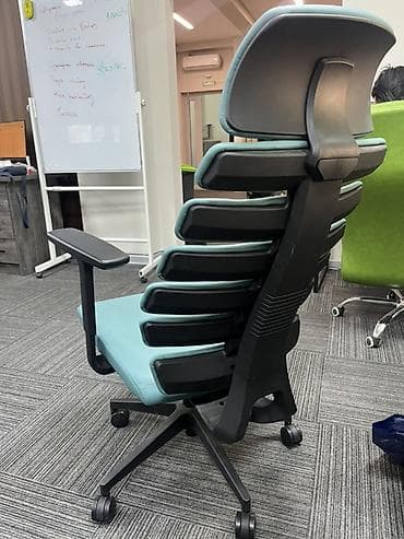 Офис креслолору: Офис креслолор, Жаңы, Дөңгөлөктүү, түсү - Көгүлтүр, Экокожа, Өзү алып кетүү, Акысыз жеткирүү — 1