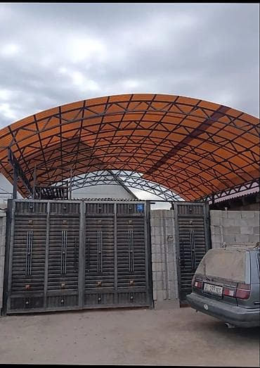 арка ферма: Навес, Арочный, Металл, Поликарбонат, Установка — 4