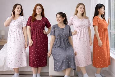 розовая ночнушка: Ночная сорочка, Трикотаж, Длинная модель — 1