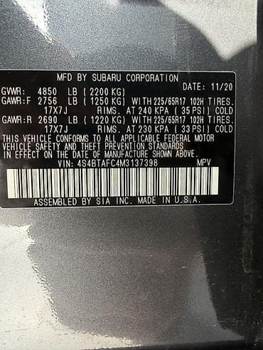 infiniti g: Subaru Outback: 2020 г., 2.5 л, Вариатор, Бензин, Универсал — 10