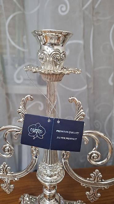 Шамдар жана шамдалдар: Канделябр Orchid на 3 свечи - Материал: серебристый металл, на бирке — 2