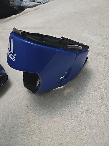 third edition solution: Боксерский шлем Adidas, синий цвет. Боксёрские перчатки Top Ten, синий — 2