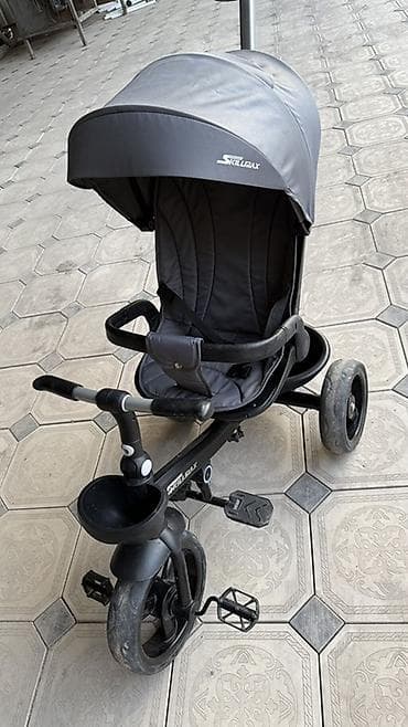 арбузные пистолеты: Детский трехколесный велосипед-коляска Skillmax (серый/черный) - — 1