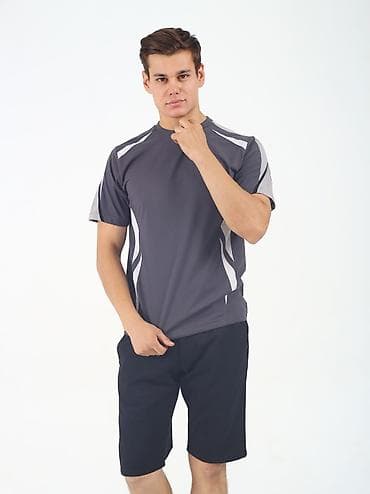 Жеке буюмдар: Мужская спортивная футболка с коротким рукавом - Цвет: темно‑серый с — 5