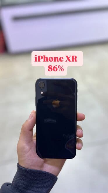 купить бу iphone x: IPhone Xr, Колдонулган, 64 ГБ, Кара, Каптама, 86 % — 1