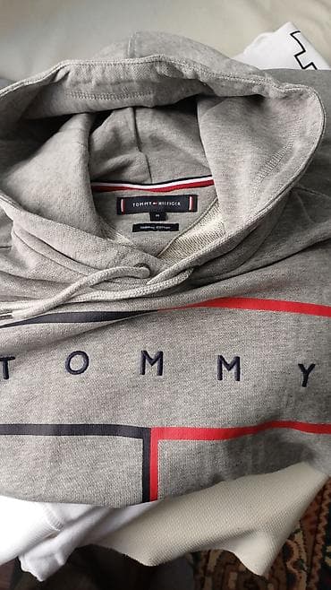 stussy micro ripstop down parka: Мужская толстовка, M, Tommy Hilfiger, Новый, цвет - Серый, Платная доставка — 1
