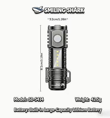 страбаскоп: Фонарь - зажигалка Smiling Shark с боковой COB-панелью и встроенной — 2