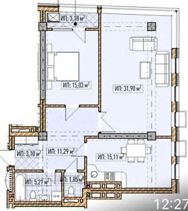 o2 development: 2 комнаты, 87 м², Элитка, 7 этаж, ПСО (под самоотделку) — 1
