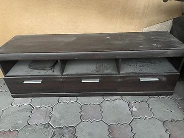 вешалка настенная: Тумба и подставка для телевизора, Напольная, ЛДСП, цвет - Коричневый — 1