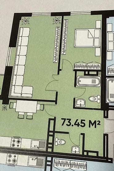 квартира в гоин: 2 комнаты, 73 м², Элитка, 4 этаж, Готовая ПСО (под самоотделку) — 4