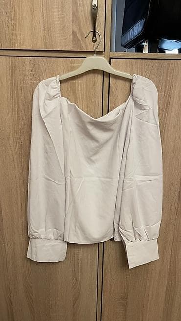 джинсы женская: Белая блузка с длинными рукавами от TY IDEAL. Размер L, XL - Прямой — 4