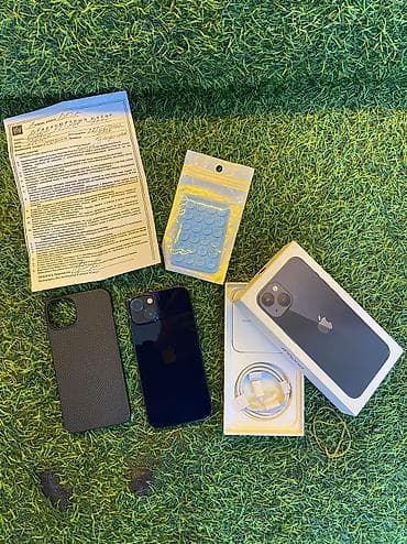 IPhone 13, Б/у, 128 ГБ, Midnight, Защитное стекло, Кабель, Коробка, 75 %