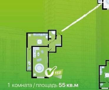 студия 1 комнатная: 1 комната, 55 м², Элитка, 5 этаж, Готовая ПСО (под самоотделку) — 5