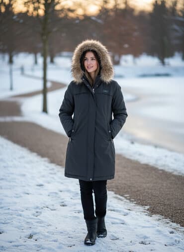 холофайдер: Пуховик, По колено, С капюшоном, L, M — 1