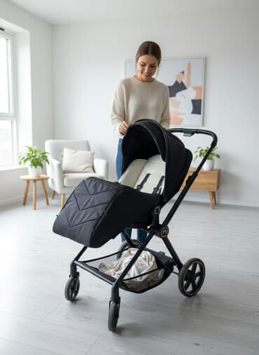 дождевик на прогулочную коляску: Коляска, цвет - Черный — 1