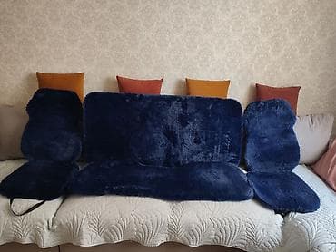 меховые чехлы: Чехлы Меховые, С подушкой, цвет - Синий, Kia, Новый, Самовывоз — 2