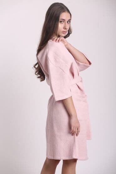 домашние халаты больших размеров: Халат, Вафли кездеме, Туркия, XS, S, L — 17