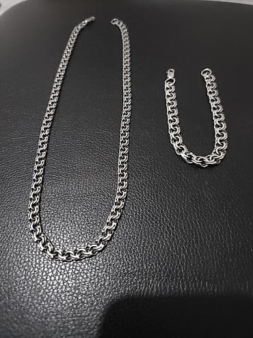 Наборы украшений: Серебряный комплект: цепь и браслет 925 пробы, классическое плетение — 3