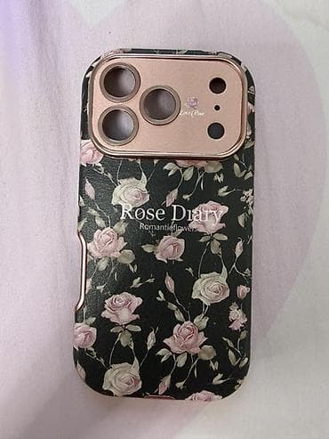 наклейки на айфон: Чехол Rose Diary на Айфон 17 Pro (серия с розами) - Дизайн: черный — 1