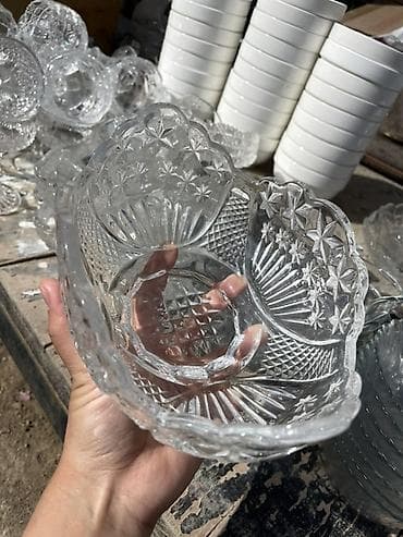 май сыкыч: Набор столового стекла с рельефным узором - Прозрачные стеклянные — 3