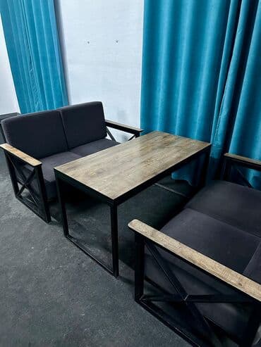 стол стул: Комплект мягкой мебели, цвет - Черный — 1