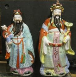 продажа статуэток: Китай 1950-х. Звездные старцы Лу-Син и Фу-Син. Высота ~ 35 и ~ 39 см — 1