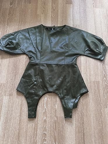 slim patch: Асимметричное платье/туника из экокожи, цвет хаки. - Материал: мягкая — 1
