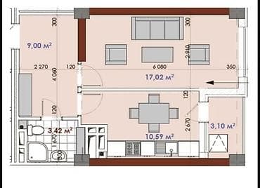 Недвижимость: 1 комната, 43 м², Южная Магистраль Элитка, 6 этаж, ПСО (под самоотделку) — 3