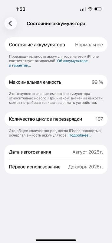 номер ош: IPhone 17 Pro, Б/у, 256 ГБ, Blue Titanium, Коробка, 99 % — 8
