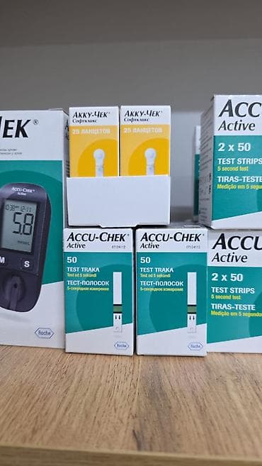 глюкометры: 🩺 Тест-полоски и ланцеты в наличии! 🔹 АККУ-ЧЕК АКТИВ №50 — 1900 с 🔹 — 7