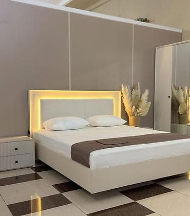 Эмерек гарнитурлары: Уктоочу бөлмө гарнитуру, Жаңы, Эки кишилик керебет, Трюмо, Тумба, Башка өлкө, Бөлүп төлөө менен, МДФ, Акысыз жеткирүү, түсү - Ак — 2