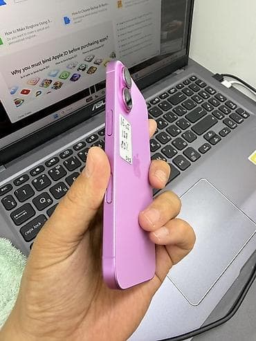 iphone за 0 руб: IPhone 16, Б/у, 128 ГБ, Розовый, Защитное стекло, Чехол, 89 % — 5