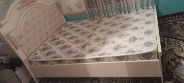 купить двуспальную кровать с матрасом бу: Двуспальная кровать, Б/у, С матрасом, длина - 220 см — 9