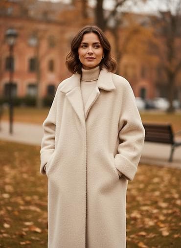 Пальто, Классика, Осень-весна, Альпака, Карманы накладные, Стандарт — 1