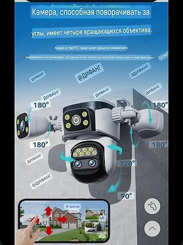 Видеонаблюдение: Уличная PTZ‑WI FI камера наблюдения с четырьмя поворотными объективами — 1