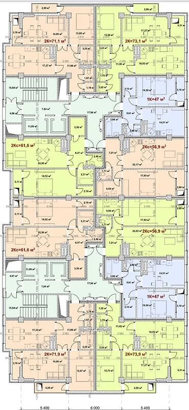 2 комнаты, 71 м², Южная Магистраль 3 этаж, ПСО (под самоотделку) — 4