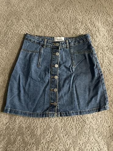 real techniques: Юбка, Модель юбки: Прямая, Мини, Джинс, По талии — 1