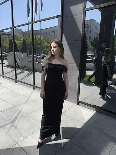 арзан кийимдер: Элегантное вечернее платье в пол - Цвет: глубокий чёрный - Длина — 3