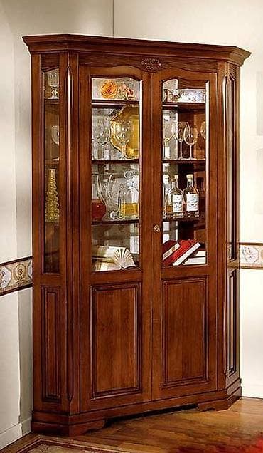 Угловая двух дверная витрина, Италия - Размер 90 см x 90 см x 205 см