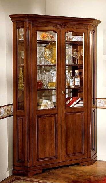 италия мебель: Угловая двух дверная витрина, Италия - Размер 90 см x 90 см x 205 см — 1